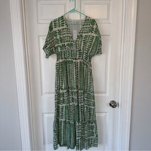 Baltic Born Green Leaf Print Maxi Dress